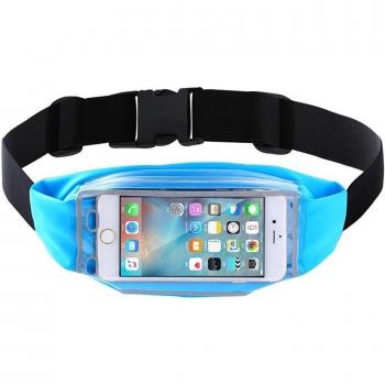 Wonderfully Cinturón de cintura de correr, impermeable resistente al sudor Material reflectante Multifuncional Deportes cintura Bolsa Cinturón de dinero con ventana de pantalla táctil transparente y dos agujero de auriculares