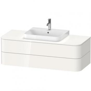 Mueble de baño Duravit Happy D.2 Plus, 130 x 55 x 40,8 cm, con 2 cajones, para lavabo sobre encimera, color blanco alto brillo