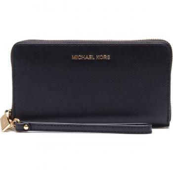Michael Kors Women's Large Black Leather Smartphone Wristlet Wallet