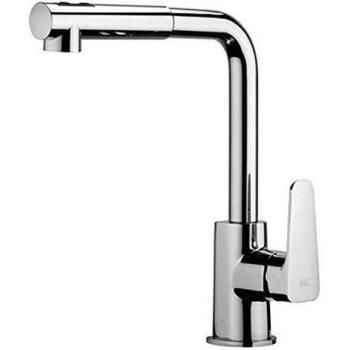 Mezclador monomando para lavabo con ducha extraíble línea Sly cromo Paffoni