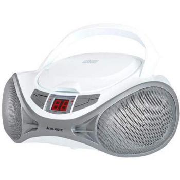 Reproductor de CD Portátil Majestic AH-1262R con Entrada AUX, Blanco y Plata