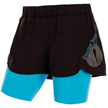 Trangoworld Novales Pant. Corto, Mujer, Negro/Azul Turquesa, L