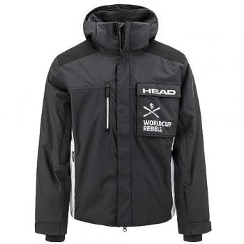 Chaqueta Race Team Head para hombre, color negro, características: diseño deportivo, material ligero y transpirable, cierre frontal con cremallera, puños ajustables, logotipo de la marca en el pecho