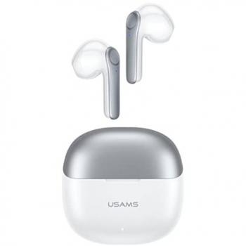 Auriculares Inalámbricos Bluetooth 5.2 TWS USAMS con Estuche de Carga Blanco, Resistente al Agua y Control Táctil para Deportes