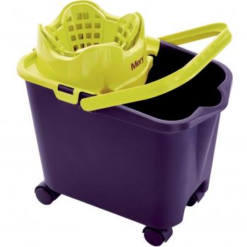 Cubo de Fregona Automático Rayen Mery 0336.11 con Ruedas, 14L - Color Morado y Lima