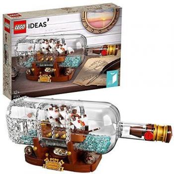 LEGO Ideas-Barco en una botella, set de construcción decorativo de velero de juguete