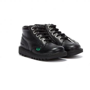 Kickers Black Leather Infant Zip Boots