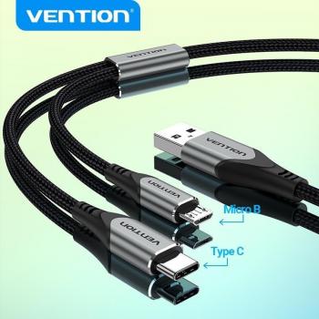 Cable USB Tipo C 2 en 1 Vention para Xiaomi Redmi Note 10 y Huawei (Cargador Micro USB)