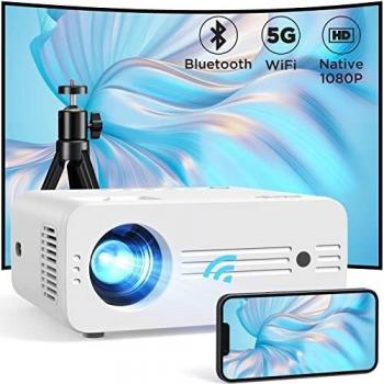Proyector WiFi Bluetooth 2.4/5GHz Full HD 1080P, AKIYO 9000 Lux Mini Proyector Support 4K, Actualizado