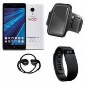 Woo - Telefono movil Smartphone casiopea 3 Blanco 5 + Pulsera de Actividad + Brazalete Impermeable + Auriculares Deportivos