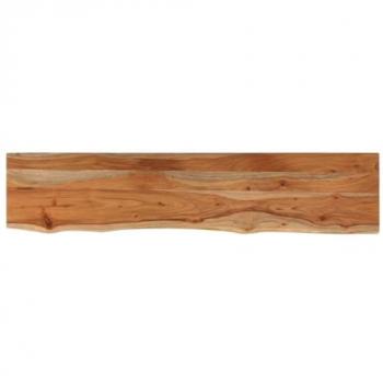 Estante de pared rectangular de madera de acacia con borde vivo 100x20x2,5 cm