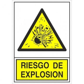 Señal de advertencia de riesgo de explosión, plástico, 490x345 mm