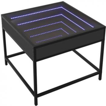 Mesa de centro con Infinity LED negro 50x50x41 cm, mesita de Centro, Mesa Auxiliar, Mesa de salón, mesita, mesita de sofá, mesita Decorativa