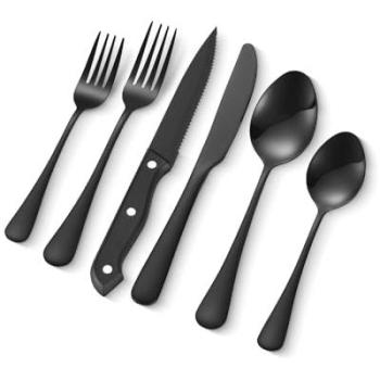 48-Piece Mirror Finish Stainless Steel Flatware Set for 8 with Steak Knives, Dishwasher Safe