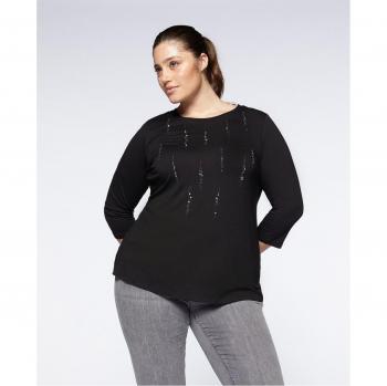 Camiseta de mujer con delicados bordados y escote redondo