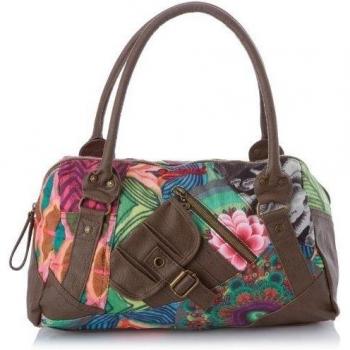 Desigual BOLS_TOKYO ISHBURI, 4066, U - Bolso de mano de material sintético mujer, color verde, talla 37x23x16 cm