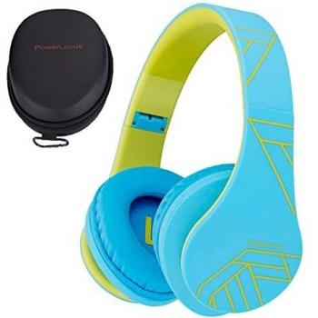 Auriculares para niños, PowerLocus Auriculares Bluetooth para niños, con 85DB Volumen Limitado, Auriculares Plegable con micrófono, Micro SD Slot, Auriculares Inalámbricos y con Cable, con Estuche