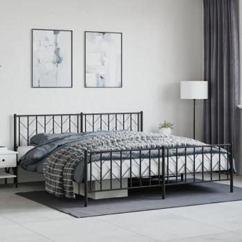 vidaXL Metal Bed Frame without Mattress with Footboard Black 193x203cm