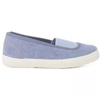 Zapatillas Ecológicas de Lona con Elástico Central para Niña Talla 25 Color Azul