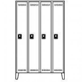 Armario guardarropa Wolf 985576, altura de compartimento 1700 mm, 4 secciones, color gris claro