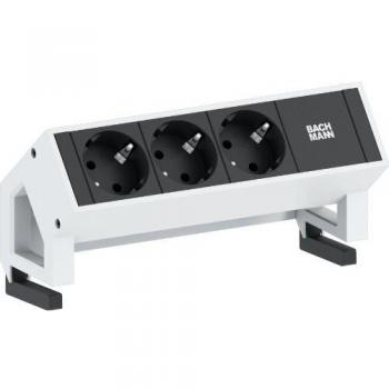 Multipresa Bachmann Desk 2 - 3xSchuko, 0.20m, Blanca con Cable de Alimentación