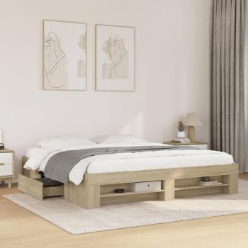 Cama de madera multicapa Roble Sonoma 180x200 cm con estructura de ingeniería Vidaxl Marrón