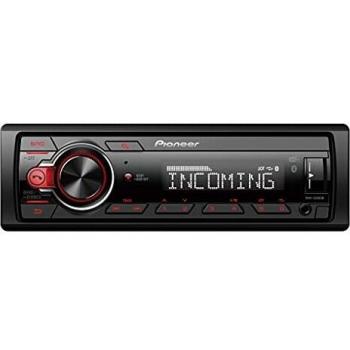 Pioneer MVH-330DAB 1-DIN Receiver with DAB/DAB+, Bluetooth, Red Illumination, USB Compatibility, and Android AAC Support - Black
