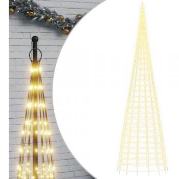 vidaXL Árbol de Navidad en asta de bandera 3000 LED blanco cálido 800 cm