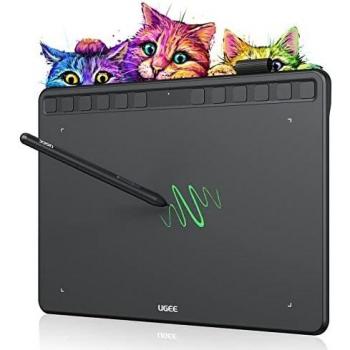 UGEE S1060 Tableta gráfica Digital de 10 x 6,27 Pulgadas con 12 Teclas Shotcut, sin batería 8192 Pasivo Stylus Art Pen Tablet Funciona en Android, Windows, Mac OS, Chrome OS, Linux