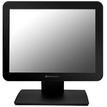 Phoenix Monitor LED 15 Pulgadas Táctil para TPV, HD, Reclinable 80 Grados, Conexión VGA, USB, DC, Resistente, Soporte Metálico