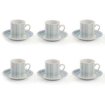 Galileo Casa Righine Juego 6 Tazas de café, porcelana, blanco/azul, 12 unidad