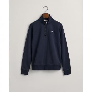 Sudadera Gant Unisex con Media Cremallera y Escudo para Niños, Azul Noche, 11/12 Años (146/152 cm)