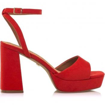 Sandalias de tacón Mariamare 68378 rojo con cierre hebilla y puntera redonda