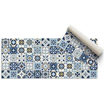 DON LETRA Alfombra Vinílica Baldosa, 150 x 80 x 0.2 cm, Color Azul, Vinilo, ALV-075