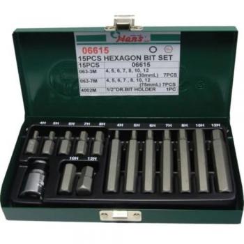 Punta de destornillador hexagonal HANS 10 mm 14 Pieza (kurz und lang) - Kit de puntas de tornillo HANS 06615 - HANS Estuche de puntas para destornillador