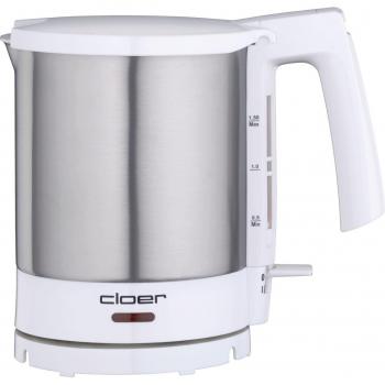 Cloer 4711- Hervidor de agua, acero inoxidable, blanco, 230 V, 155 x 235 x 215 mm