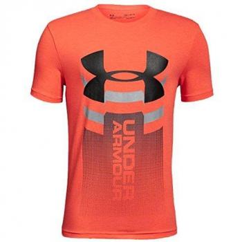 Under Armour Veritcal Logo SS T Camiseta Manga Corta, Niños, Naranja