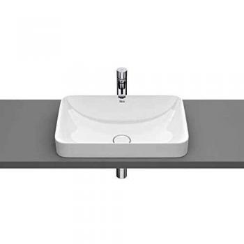 Lavabo de Fineceramic sobre encimera Square Inspira Roca, 55 x 37 x 7,5 centímetros, color blanco