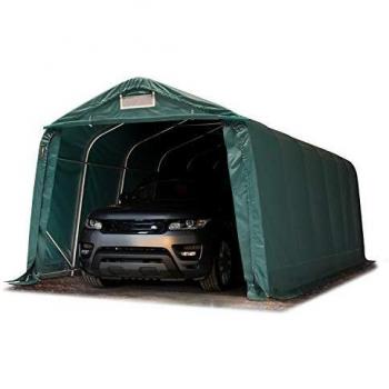 Carpa Garage TOOLPORT 3,3x7,2 m PVC 800 N de alta resistencia, garaje portátil, cobertizo compacto de almacenamiento, refugio 100% impermeable verde oscuro