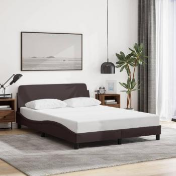 Estructura de cama con cabecero de tela marrón oscuro 120x200 cm