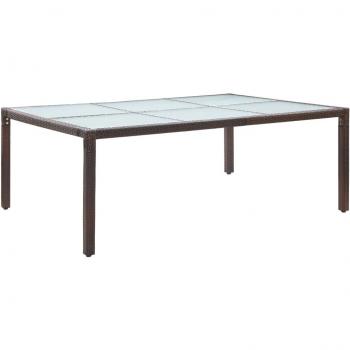 Mesa de comedor de jardín marrón 200x150x74 cm en polyrattan ratán sintético