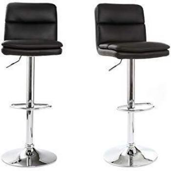 Taburete de bar diseño PU negro set de 2 CLARK