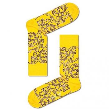Calcetines Altos Unisex Estampado Líneas Beatles Amarillo Talla 36-46