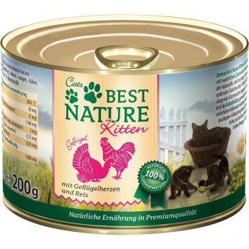 Best Nature Kitten 12 x 200 g - Pack Ahorro - Corazones de ave y arroz