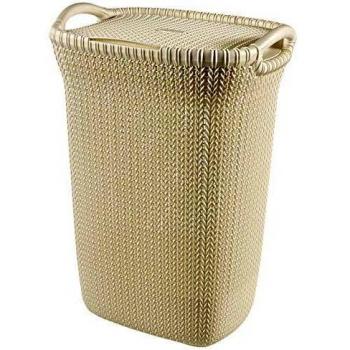 Curver 232081 - Cesta de ropa Knit, 57 L, con 2 asas, color arena