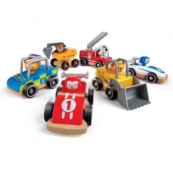 Hape Wild Riders Vehículos de Madera con Animales Conductores Modelos Surtidos E0486