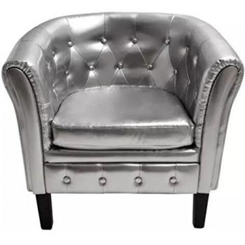 Silver Faux Leather Tub Chair