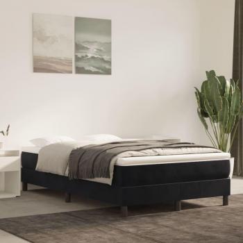 Cama box spring con colchón de muelles en terciopelo negro 120x200 cm