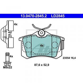 Kit de Pastillas de Freno ATE Cerámicas para Renault 13.0470-2845.2