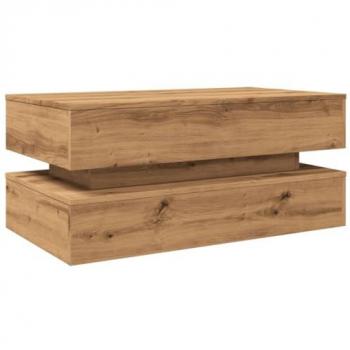 Mesa de centro con luces LED roble artisian 90x50x40 cm, mesita de Centro, Mesa Auxiliar, Mesa de salón, mesita, mesita de sofá